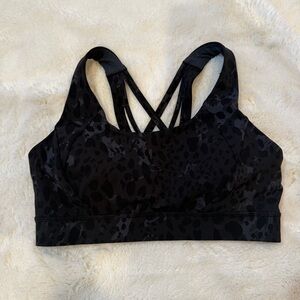 lululemon athletica Free To Be Black Leopard-Print Strappy Sports Bra - size M